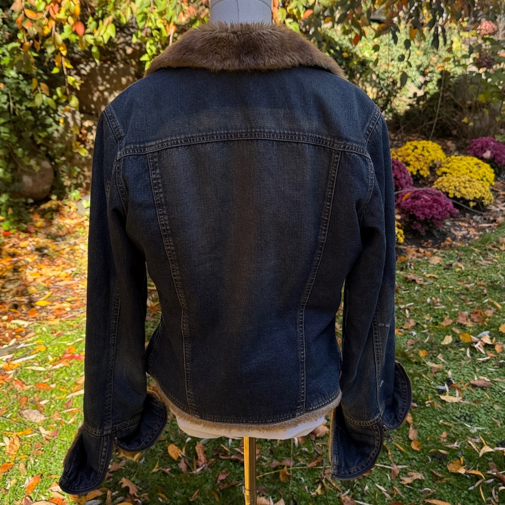 GUESS TRUE VINTAGE 80s RARE FAUX FUR DENIM / JEAN JACKET - L 💙🔥 - Picture 6 of 11